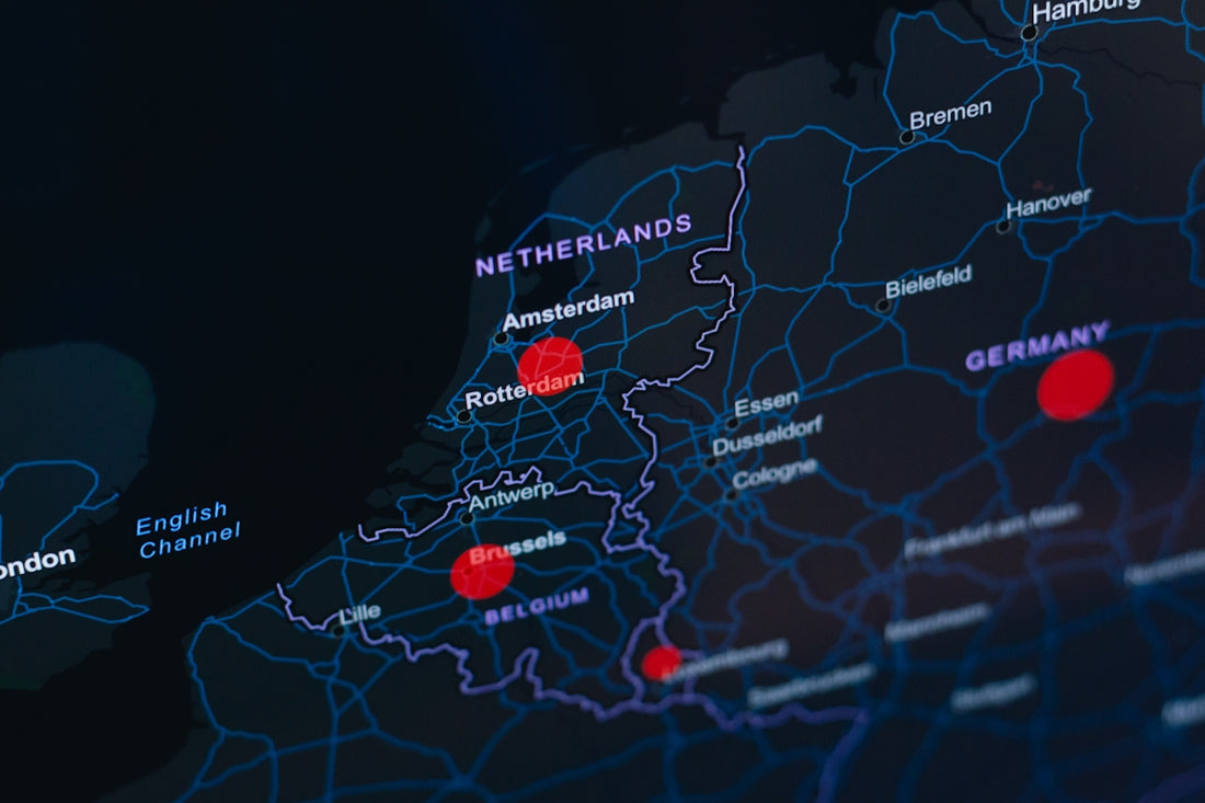 blue and red abstract painting