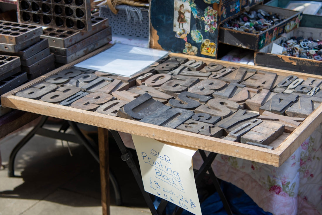 a table that has some type of letters on it