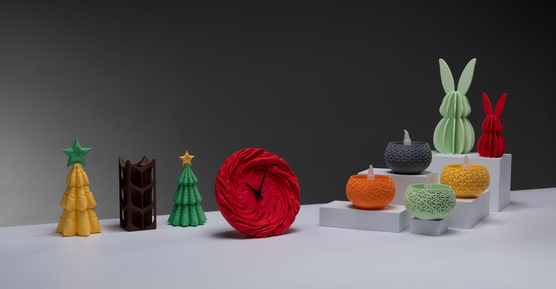 Holiday-themed candles of various shapes are displayed.