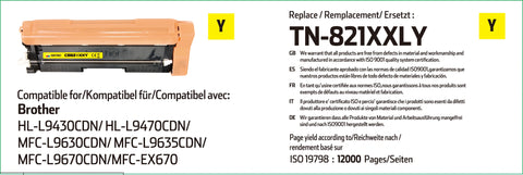 Compatible Brother TN-821XXLY High Capacity Yellow Toner