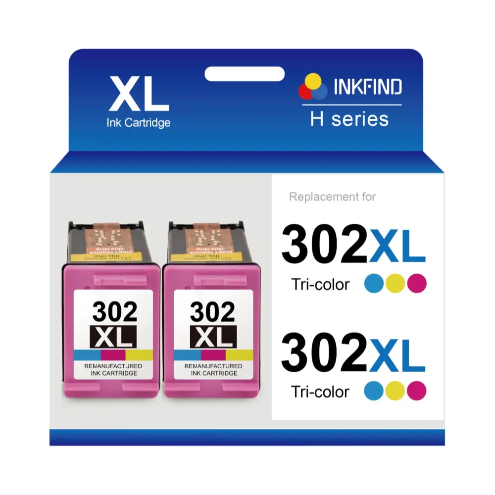 Compatible HP 302XL Tri-Colour Ink Cartridge High Capacity 2-Pack INKFIND