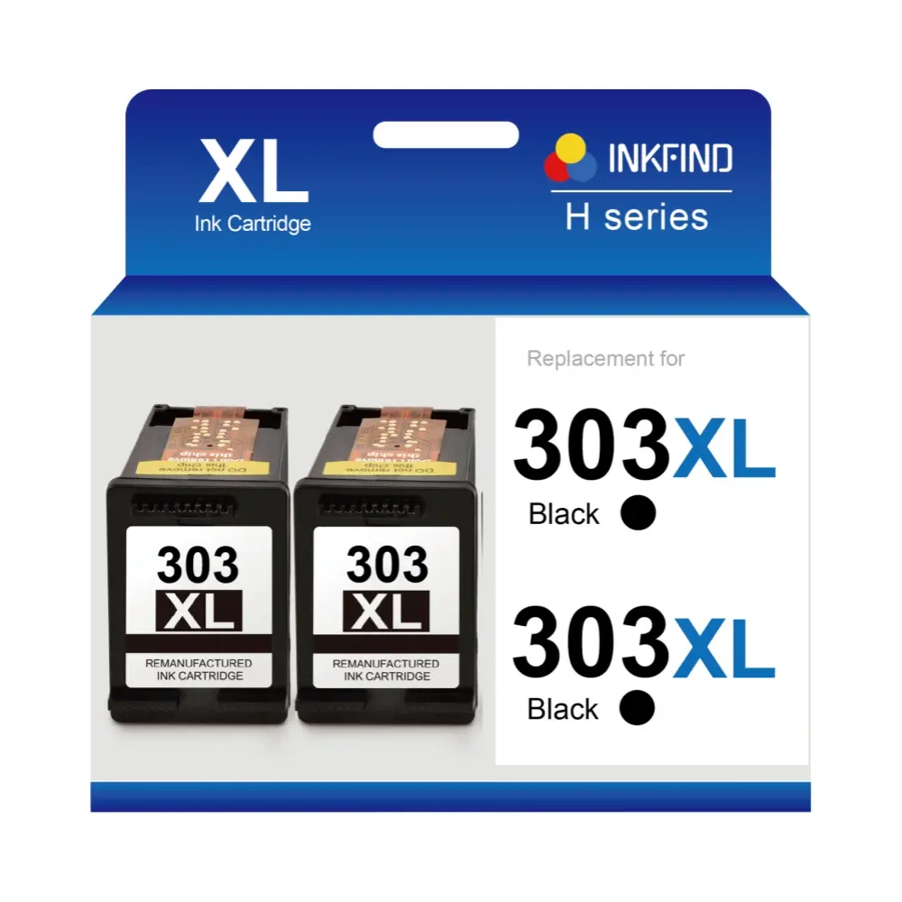 Compatible HP 303XL Black High Capacity Ink Cartridge 2-Pack (2 Black Cartridges) INKFIND