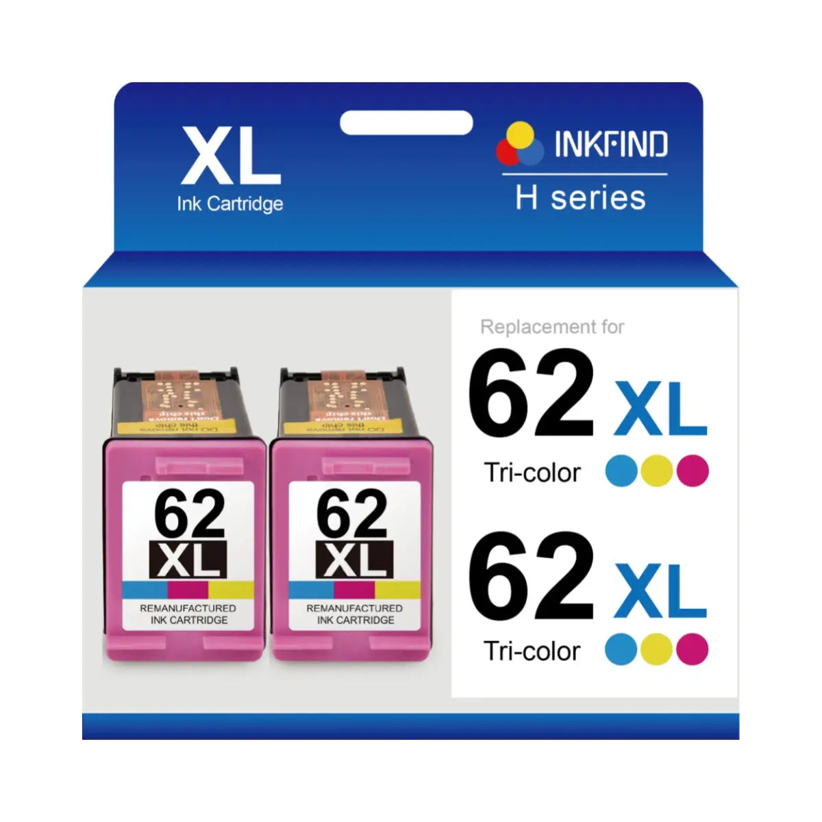 Compatible HP 62XL Tri-Colour Ink Cartridge 2-Pack INKFIND