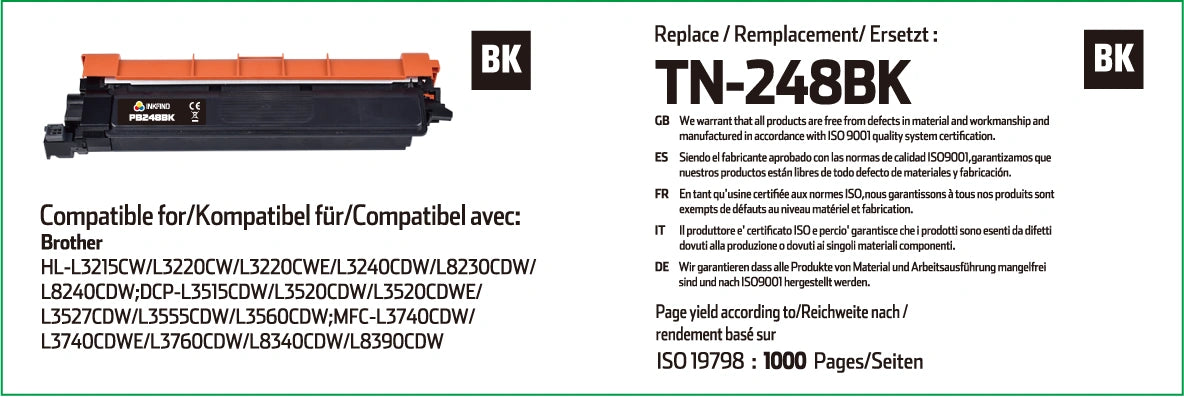 Brother TN-248BK Black Toner Cartridge Compatible