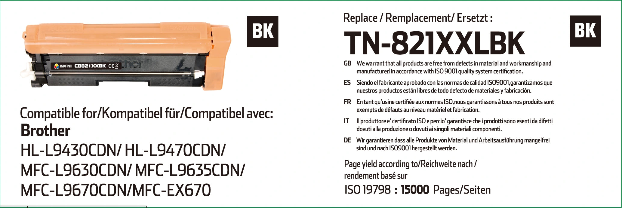 Compatible Brother TN-821XXLBK Extra High Yield Black Toner