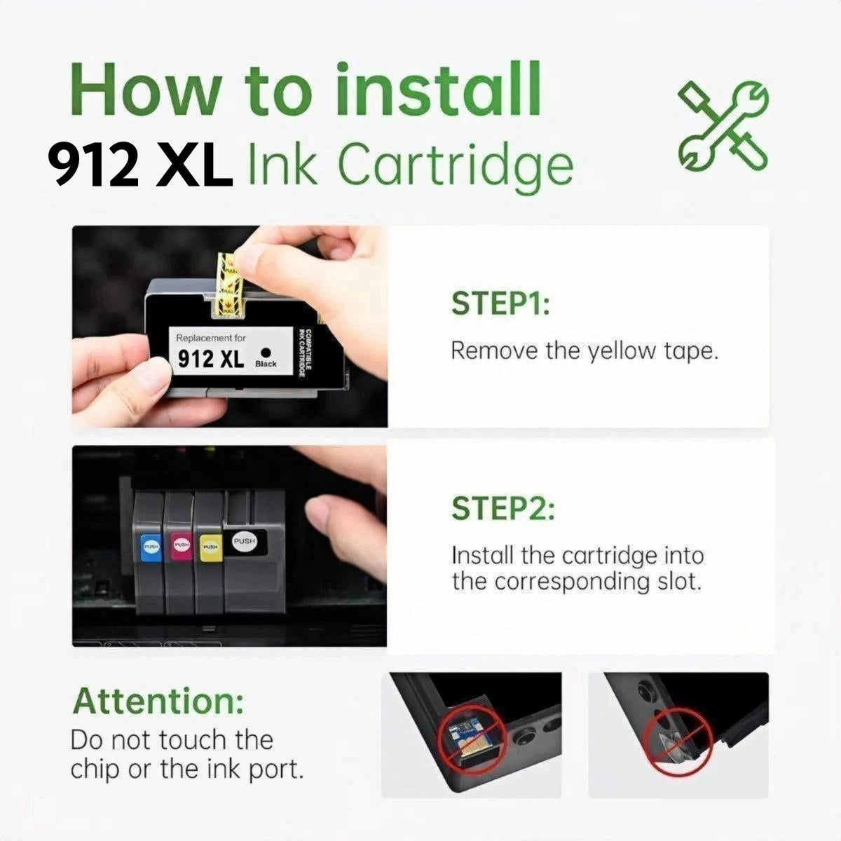 INKFIND HP 912XL Inktinstallatie is eenvoudig